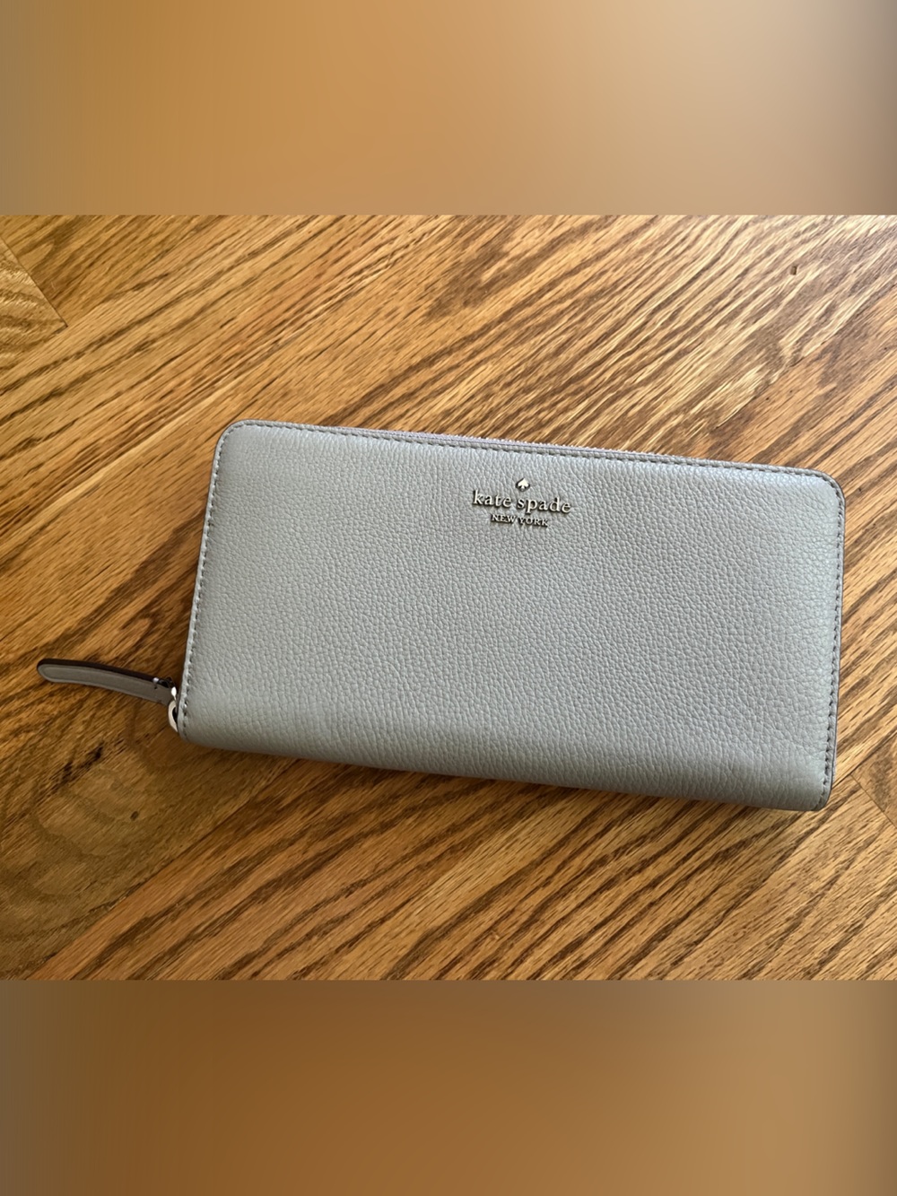 Kate Spade gray pebbled zip-around continental wallet